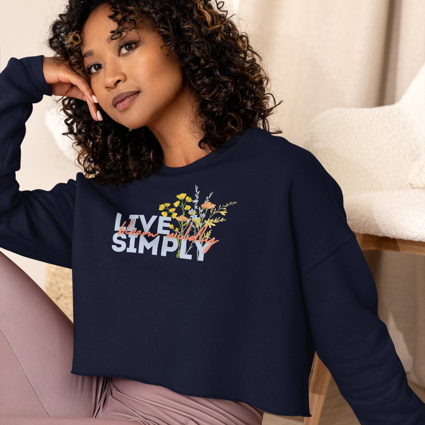 Live Simply Bloom Wildly Crop Sweatshirt