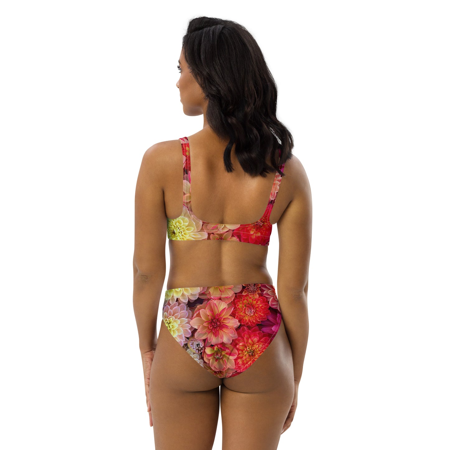 Colorful Dahlia High-Waisted Bikini