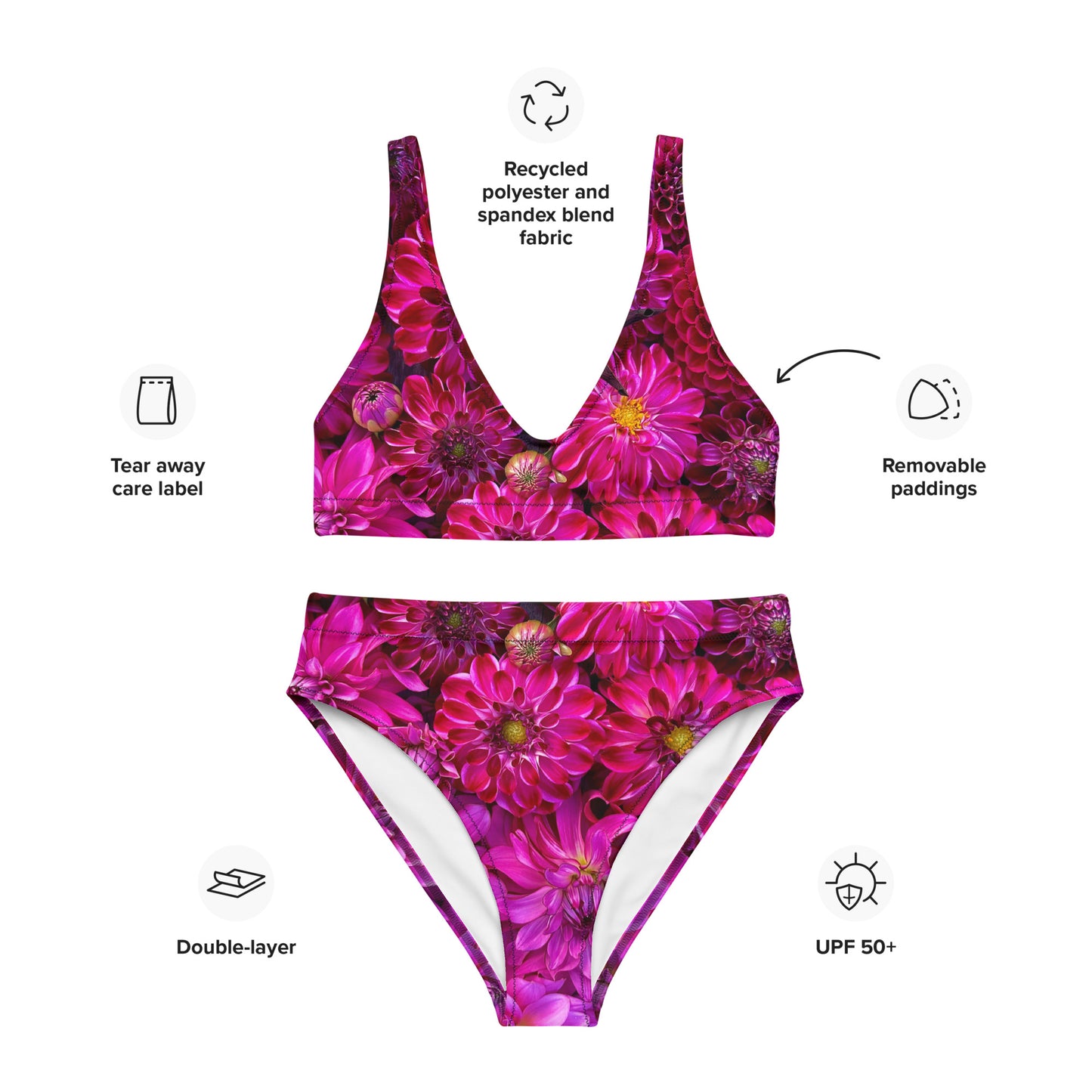 Purple Dahlia High-Waisted Bikini