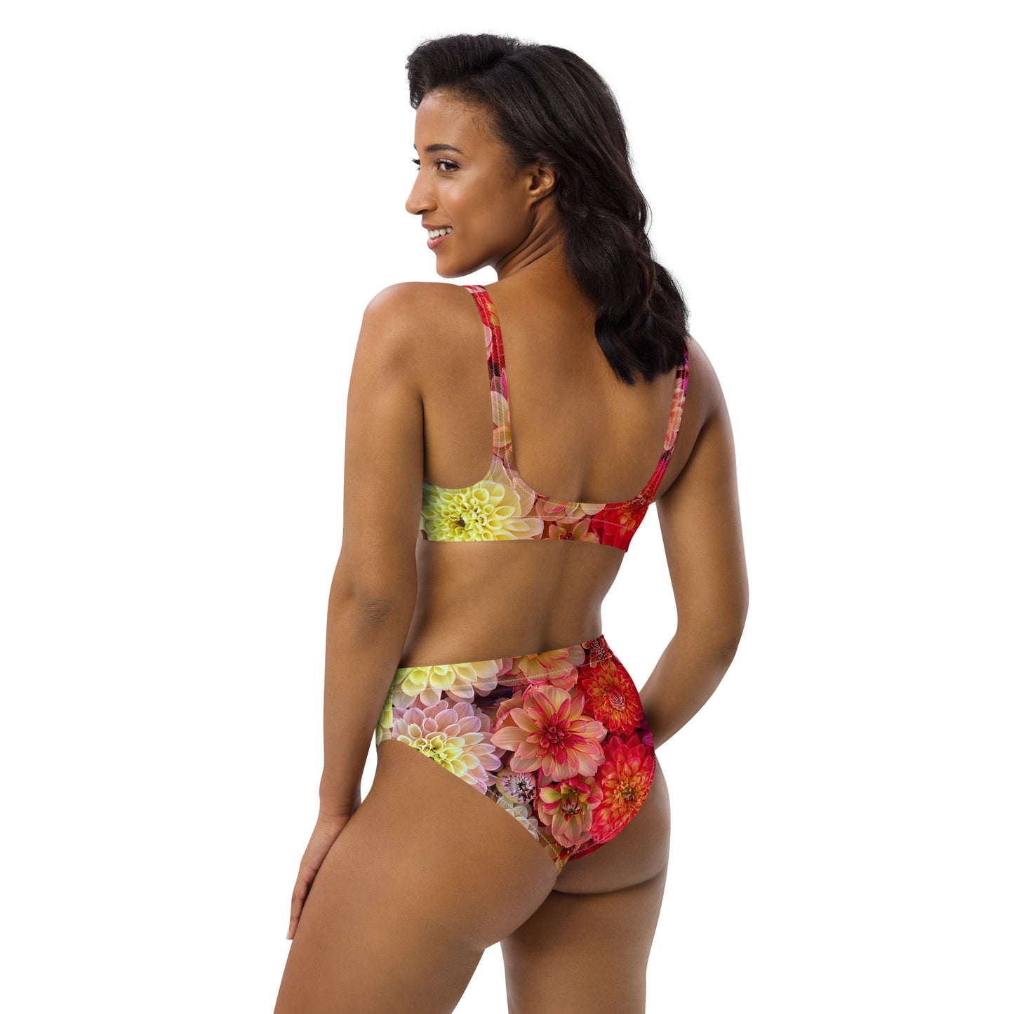 Colorful Dahlia High-Waisted Bikini