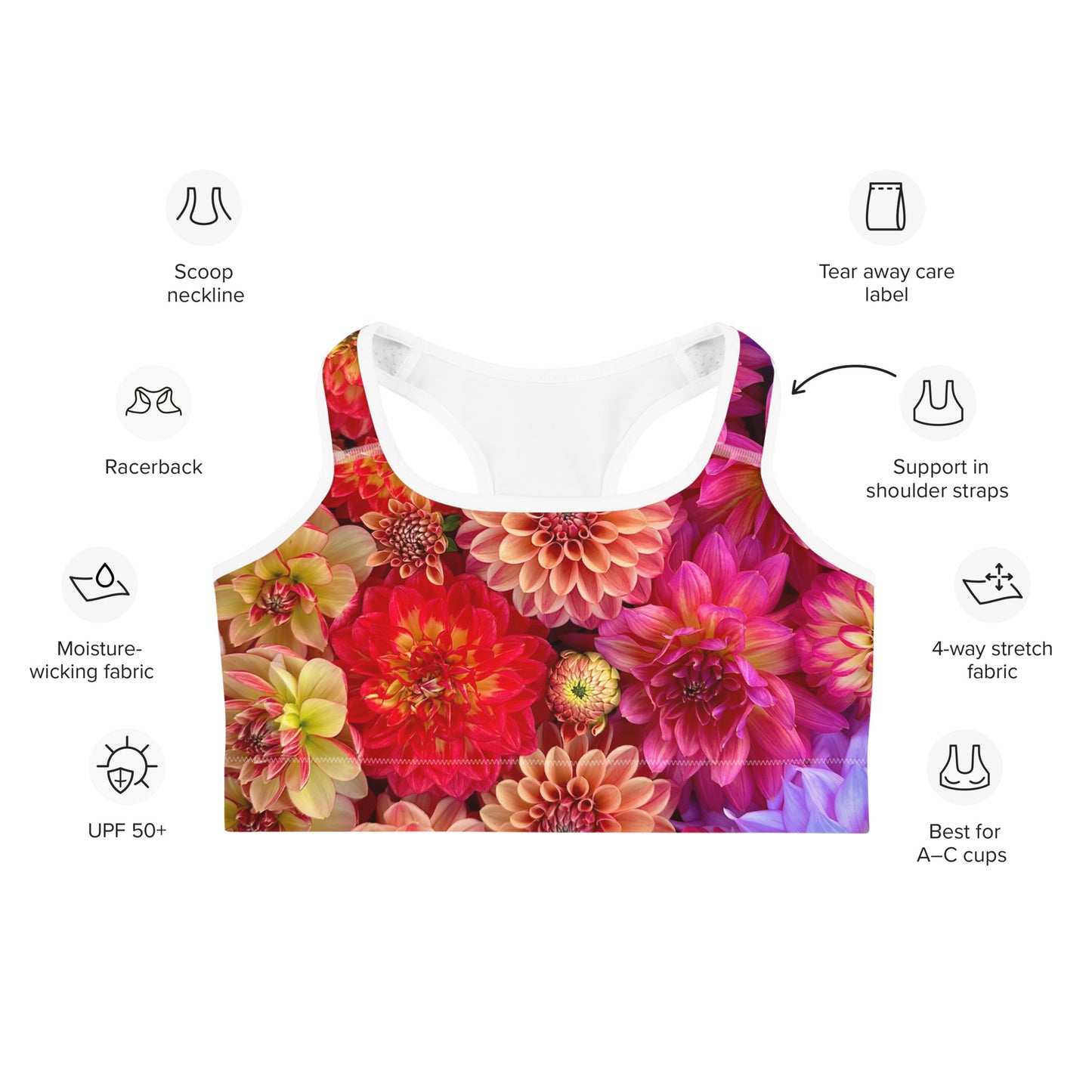 Colorful Dahlia Sports Bra